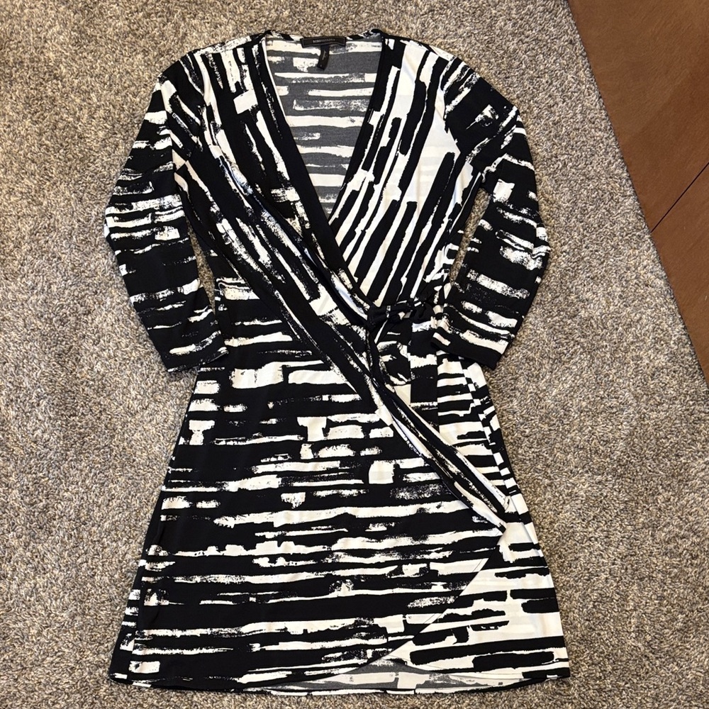 BCBG Max Azria black and white wrap dress